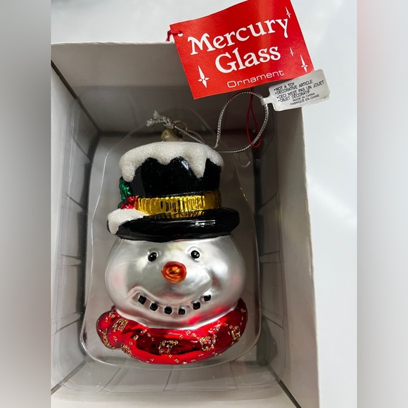 Mercury Glass Snowman Head Christmas Ornament Department 56 Oversized New in box - Picture 1 of 13